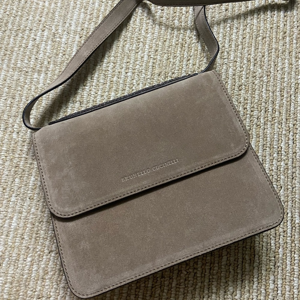 brunello cucinelli suede beaded bag